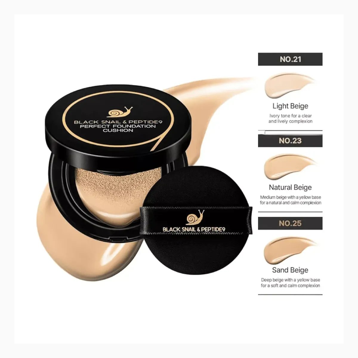 FARMSTAY BLACK SNAIL & PEPTIDE9 PERFECT FOUNDATION CUSHION 21