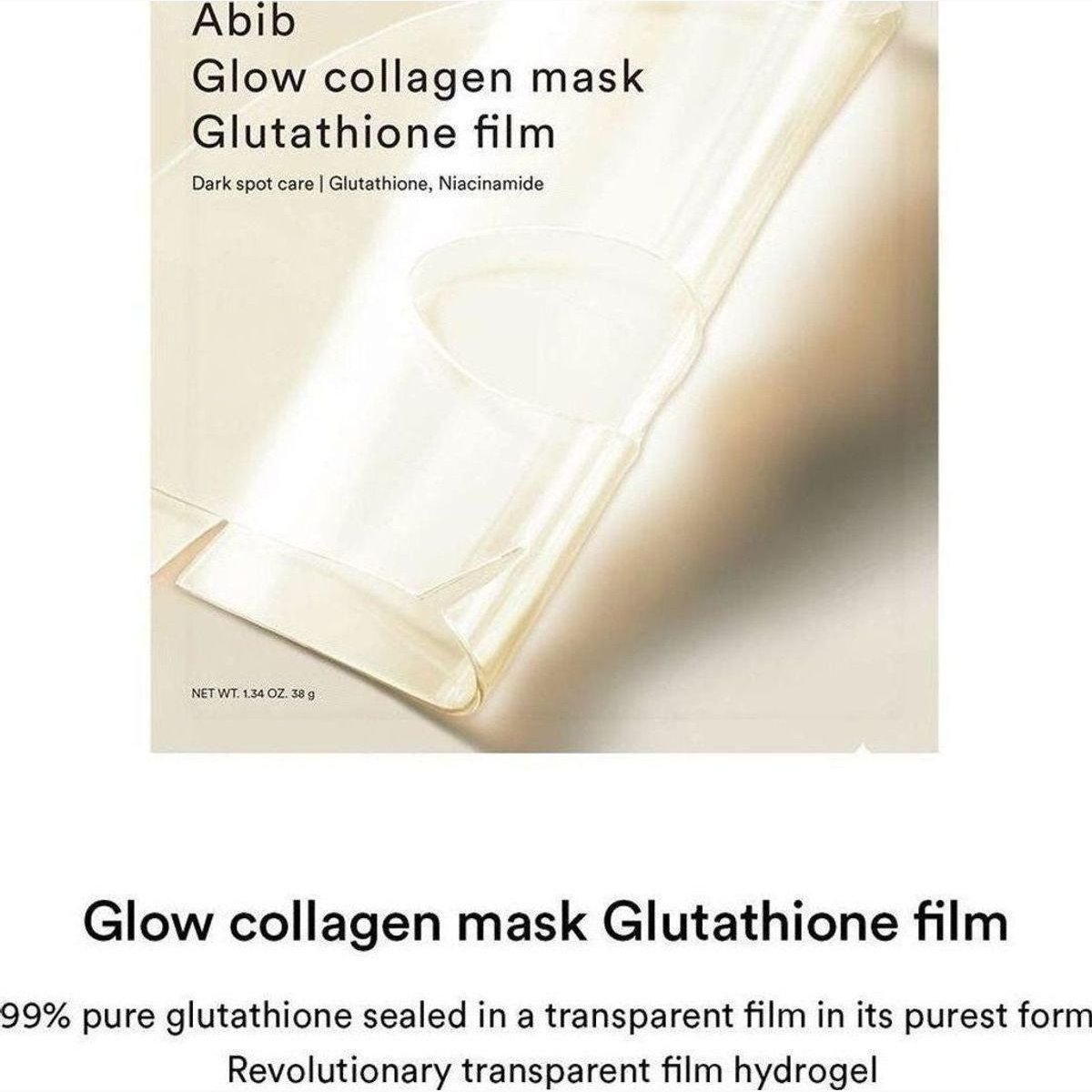 Abib glow collagen mask
glutathione film 1p