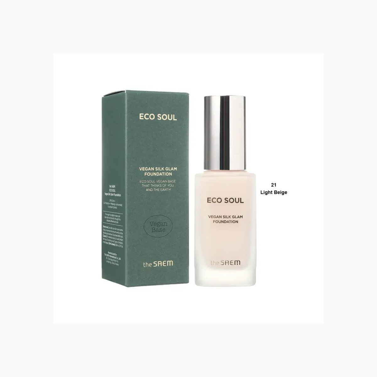 Eco Soul Vegan Silk Glam Foundation 21 light beige