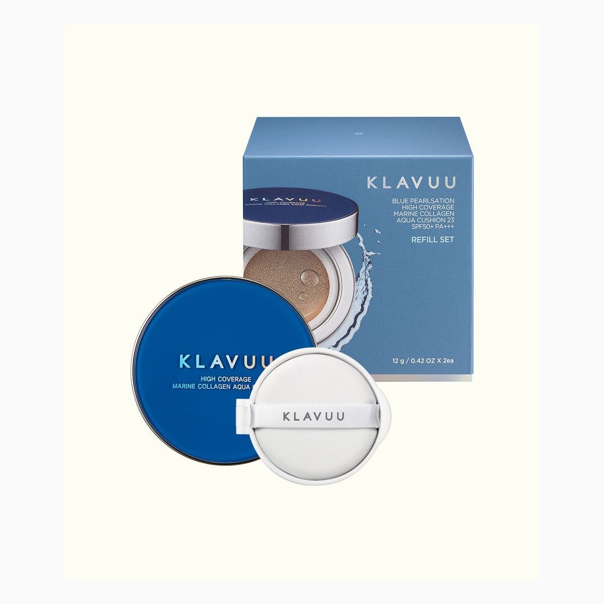 BLUE PEARLSATION HIGH COVERAGE MARINE COLLAGEN AQUA CUSHION #23 (REFILL SET)