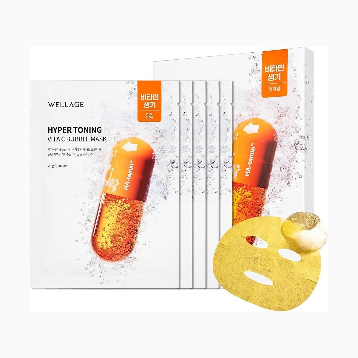 Wellage Hyper Toning Vita C Bubble Mask 5ea
